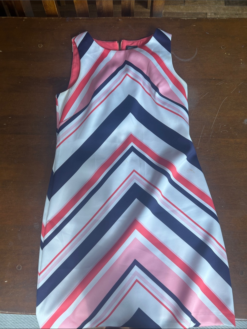Vince Camuto Pink White Navy Chevron Shift Dress